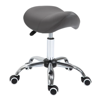 HOMCOM Ergonomic Rolling Saddle Stool PU Leather Hydraulic Spa Stool Height Adjustable Swivel Drafting Medical Salon Chair 7 HOMCOM Ergonomic Rolling Saddle Stool PU Leather Hydraulic Spa Stool Height Adjustable Swivel Drafting Medical Salon Chair - Image 7