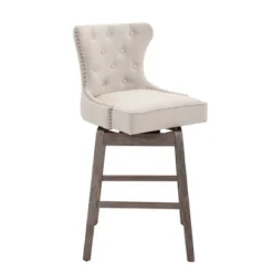 HOMCOM Upholstered Fabric Bar Height Bar Stools Set Of 2, 180° Swivel Nailhead-Trim Pub Chairs, 30" Seat Height With Rubber Wood Legs 9 HOMCOM Upholstered Fabric Bar Height Bar Stools Set Of 2, 180° Swivel Nailhead-Trim Pub Chairs, 30" Seat Height With Rubber Wood Legs -Homcom GUEST 2c19a533 7b23 486b 965d 038ce809ac0a