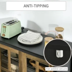 HOMCOM Kitchen Sideboard, Glass Door Buffet Cabinet, Accent Cupboard With Adjustable Storage Shelf For Living Room, Black Wood Grain -Homcom GUEST 2d39fc5d 04c6 4fd0 a0ee 17ac51ff4319