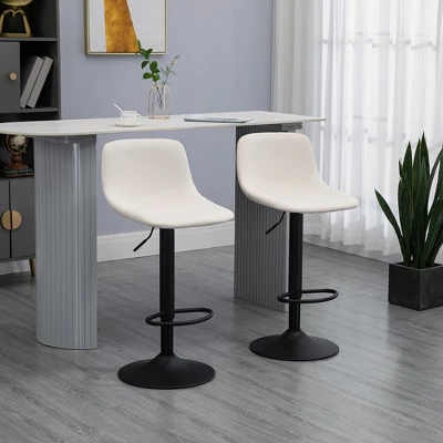 HOMCOM Adjustable Bar Stools Set Of 4, Swivel Bar Height Chairs Barstools Padded With Back For Kitchen, Counter, And Home Bar, Cream White 2 HOMCOM Adjustable Bar Stools Set Of 4, Swivel Bar Height Chairs Barstools Padded With Back For Kitchen, Counter, And Home Bar, Cream White - Image 2