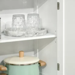 HOMCOM 63" Small Buffet With Hutch, 4-Door Kitchen Pantry, Freestanding Storage Cabinet With Adjustable Shelf For Dining Room, Living Room, White -Homcom GUEST 2e4a6638 c76d 48ed a491 5bc850b01433