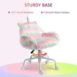 HOMCOM Fluffy Unicorn Office Chair With Mid-Back And Armrest Support, 5 Star Swivel Wheel White Base, Rainbow 9 HOMCOM Fluffy Unicorn Office Chair With Mid-Back And Armrest Support, 5 Star Swivel Wheel White Base, Rainbow -Homcom GUEST 2ed73034 9430 46ac be73 00d701e73326