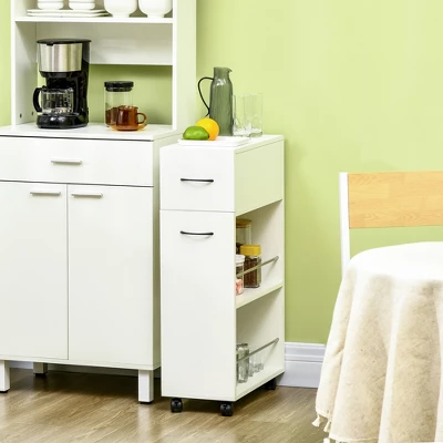 HOMCOM 3- Tier Slim Storage Cart, Rolling Narrow Kitchen Cart On Wheels For Small Place, Slide Out Side Utility Cart For Bathroom, Laundry 1 HOMCOM 3- Tier Slim Storage Cart, Rolling Narrow Kitchen Cart On Wheels For Small Place, Slide Out Side Utility Cart For Bathroom, Laundry