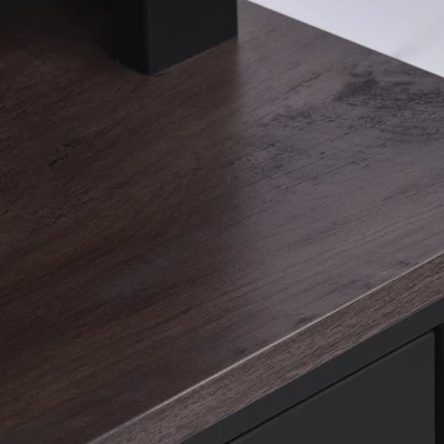 HOMCOM 67" Freestanding Buffet With Hutch, Kitchen Pantry Storage Cabinet With Sliding Doors, Drawers And Open Shelves, Adjustable Shelving, Black 4 HOMCOM 67" Freestanding Buffet With Hutch, Kitchen Pantry Storage Cabinet With Sliding Doors, Drawers And Open Shelves, Adjustable Shelving, Black - Image 4