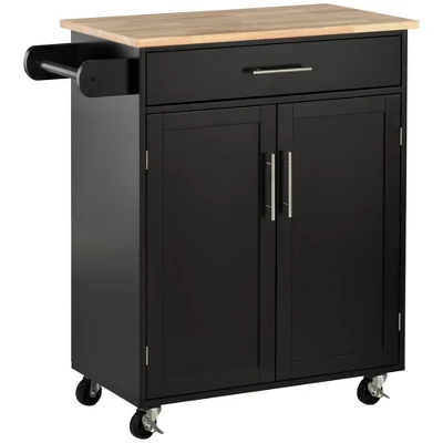 HOMCOM Kitchen Island Cart Rolling Trolley Cart With Drawer, Storage Cabinet & Towel Rack 7 HOMCOM Kitchen Island Cart Rolling Trolley Cart With Drawer, Storage Cabinet & Towel Rack - Image 7