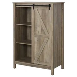 HOMCOM Accent Cabinet, Kictchen Cupboard Storage Cabinet, 3-Tier Organizer With Barn Door And Adjustable Shelf -Homcom GUEST 30986f8f d67d 49ee 852c b101016a6945