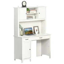 HOMCOM Computer Desk With Hutch, Home Office Workstation With Storage Shelves Drawers Cabinets -Homcom GUEST 30aab3ed 61d8 4794 857a 9cd9abe26b1c