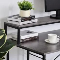 HOMCOM 55 Inch Home Office Computer Desk Study Writing Workstation With Storage Shelves, Elevated Monitor Shelf, CPU Stand -Homcom GUEST 30d128bd 19ed 4c5e 9b31 4d3c0dfc361c