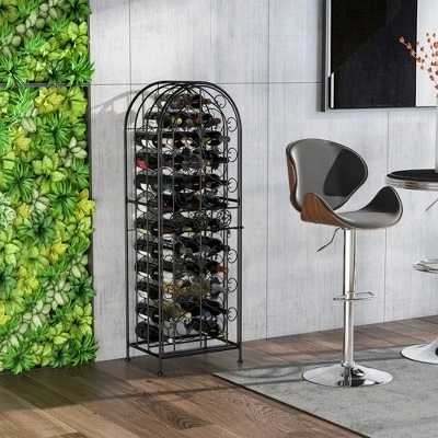 HOMCOM 45-Bottle Modern Wine Organizer Decorative Portable Wrought Iron Wine Rack Jail 7 HOMCOM 45-Bottle Modern Wine Organizer Decorative Portable Wrought Iron Wine Rack Jail - Image 7