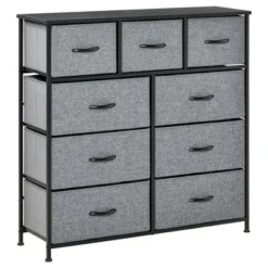 HOMCOM 9 Drawers Storage Chest Dresser Organizer Unit W/ Steel Frame, Wood Top, Easy Pull Fabric Bins, For Bedroom, Hallway, Closet, Entryway 12 HOMCOM 9 Drawers Storage Chest Dresser Organizer Unit W/ Steel Frame, Wood Top, Easy Pull Fabric Bins, For Bedroom, Hallway, Closet, Entryway -Homcom GUEST 32276574 8640 4b84 a7b6 b207947cd6eb