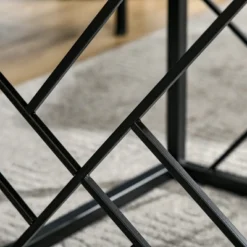 HOMCOM Modern End Table, Accent Side Table With Metal Frame, Nightstand For Bedroom, Living Room, Black -Homcom GUEST 32c3b484 eafb 4d86 8d86 0a90bb77d095