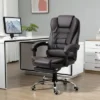 HOMCOM High-Back Executive Office Chair With Footrest, PU Leather Computer Chair With Reclining Function And Armrest, Ergonomic Office Chair, Coffee