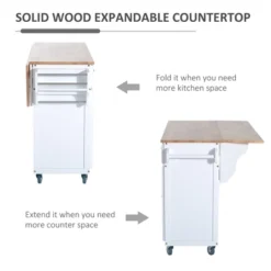HOMCOM Rolling Kitchen Island Storage Cart Table W/ Drop Leaf Top -Homcom GUEST 3641f32f 296e 41a2 93f4 ea4dc27ab98c