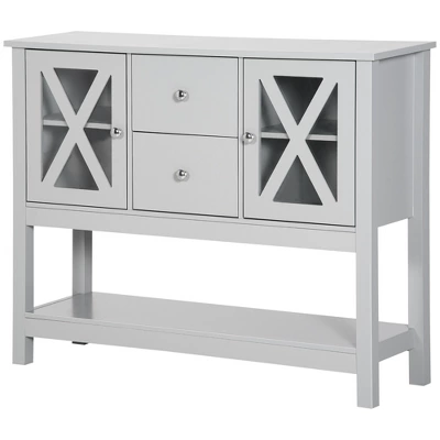 HOMCOM 70" Kitchen Buffet Hutch With 3-Tier Shelving, Freestanding Storage Pantry Cabinet With Adjustable Shelves, Countertop, Gray 3 HOMCOM 70" Kitchen Buffet Hutch With 3-Tier Shelving, Freestanding Storage Pantry Cabinet With Adjustable Shelves, Countertop, Gray - Image 3