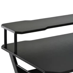 HOMCOM 55 Inch Gaming Desk Racing Style Computer Office PC Gamer Workstation With Elevated Monitor Stand, Headphone Hook, Black -Homcom GUEST 37000891 4901 40e2 b850 1f0598d69763