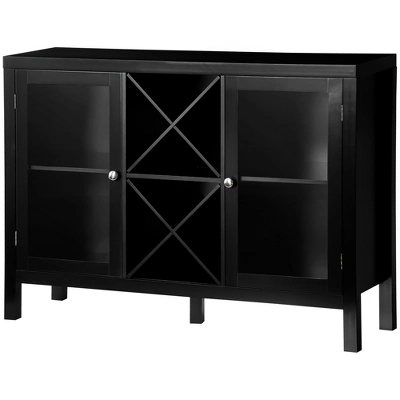 HOMCOM Modern Kitchen Sideboard, Buffet Table With Removable Wine Rack, Tempered Glass Door Cabinet And Adjustable Shelves For Living Room, Kitchen, Entryway, Black 3 HOMCOM Modern Kitchen Sideboard, Buffet Table With Removable Wine Rack, Tempered Glass Door Cabinet And Adjustable Shelves For Living Room, Kitchen, Entryway, Black - Image 3