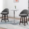 HOMCOM Bar Stools Set Of 2, Linen Fabric Kitchen Counter Stools With Nailhead Trim, Rubber Wood Legs And Footrest For Dining Room, Counter, Pub