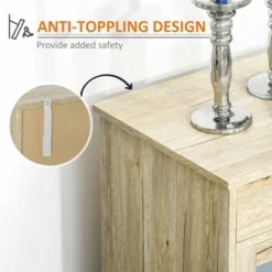 HOMCOM Rustic Farmhouse Sideboard, Buffet Cabinet With 2 Glass Doors, Adjustable Shelves And 2 Drawers For Kitchen, Living Room, Oak -Homcom GUEST 38622665 5426 4846 8eb4 57edcac72619