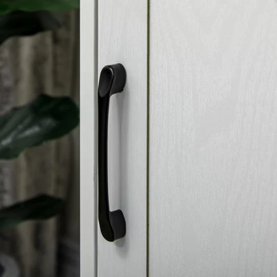 HOMCOM Farmhouse Coffee Bar Cabinet, Kitchen Sideboard, Buffet Cabinet With Sliding Barn Door And 3 Storage Drawers For Living Room, White 4 HOMCOM Farmhouse Coffee Bar Cabinet, Kitchen Sideboard, Buffet Cabinet With Sliding Barn Door And 3 Storage Drawers For Living Room, White - Image 4