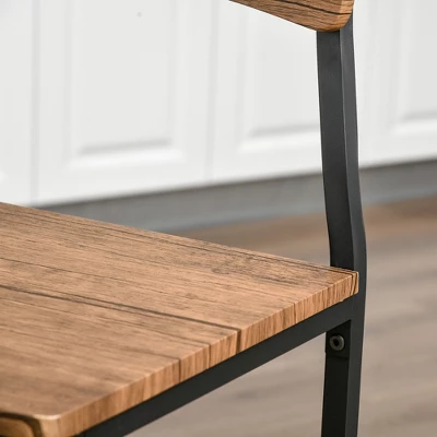 HOMCOM 3 Piece Industrial Counter Height Dining Table Set, Bar Table & Chairs With Steel Legs & Footrests 5 HOMCOM 3 Piece Industrial Counter Height Dining Table Set, Bar Table & Chairs With Steel Legs & Footrests - Image 5