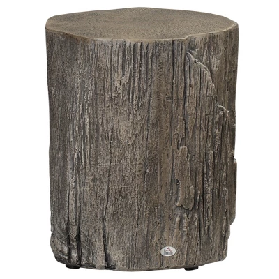 HOMCOM Tree Stump Stool, Decorative Side Table With Round Tabletop, Concrete End Table With Wood Grain Finish, For Indoors And Outdoors, Grey 3 HOMCOM Tree Stump Stool, Decorative Side Table With Round Tabletop, Concrete End Table With Wood Grain Finish, For Indoors And Outdoors, Grey - Image 3