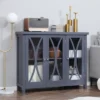 HOMCOM Elegant Kitchen Sideboard, Buffet Cabinet With Storage, Adjustable Shelves For Living Room, Study, 3 Glass Doors, Gray