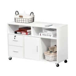 HOMCOM Printer Stand Home Office Mobile Cabinet Organizer Desktop With Caster Wheels, 2 Locking Breaks And Drawer -Homcom GUEST 3c1bd513 12c4 4433 b6c9 858d0d18017c
