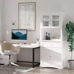 HOMCOM 71" Traditional Freestanding Kitchen Buffet With Hutch, Pantry Cabinet With 4 Doors, 3-Level Adjustable Shelves, And 1 Drawer, White 12 HOMCOM 71" Traditional Freestanding Kitchen Buffet With Hutch, Pantry Cabinet With 4 Doors, 3-Level Adjustable Shelves, And 1 Drawer, White -Homcom GUEST 3c74c8fe 3bde 4854 940b 2558c0030350