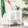 HOMCOM Buffet Sideboard Storage Cabinet With Slat Double Doors, Enclosed Adjustable Shelf And Open Bottom Shelf, White