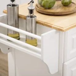 HOMCOM Kitchen Island With Storage Rolling Kitchen Serving Cart With Rubber Wood Top Towel Rack Storage Drawer And Cabinet White 8 HOMCOM Kitchen Island With Storage Rolling Kitchen Serving Cart With Rubber Wood Top Towel Rack Storage Drawer And Cabinet White -Homcom GUEST 3dd56ce3 d56b 45ac 9710 8a0d0be01258