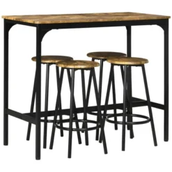 HOMCOM 5-Piece Counter Height Bar Table And Chairs Set, Rustic Bar Table With Stools, Kitchen Table 4 Chair Bar Table With Wooden Top -Homcom GUEST 3e74f3b4 0eab 4620 9264 566a5d9b2000