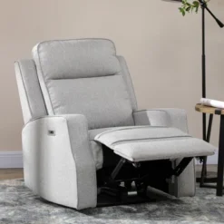 HOMCOM Electric Power Recliner Armchair With USB Charging Station, Sofa Recliner With Linen Upholstered Seat And Retractable Footrest, Gray -Homcom GUEST 3ede51c7 564a 457d 9f57 93763a6cea14