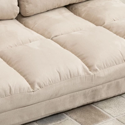 HOMCOM Convertible Floor Sofa Chair, Folding Upholstered Couch Bed, Adjustable Guest Chaise Lounge With Metal Frame And 2 Pillows 4 HOMCOM Convertible Floor Sofa Chair, Folding Upholstered Couch Bed, Adjustable Guest Chaise Lounge With Metal Frame And 2 Pillows - Image 4