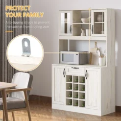 HOMCOM Kitchen Buffet With Hutch Cupboard With Utility Drawer, 4 Door Cabinets, And Optional 12-Bottle Wine Storage, White -Homcom GUEST 3fc5466e e05c 4456 83bc 996b1f7a56f9