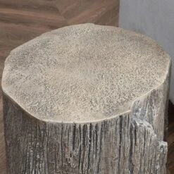 HOMCOM Side Table With Round Tabletop, Tree Stump Shape Concrete End Table With Wood Grain Finish, For Indoors And Outdoors, Set Of 2, Gray -Homcom GUEST 405aad52 ef23 4825 96f9 77acf44fac8e
