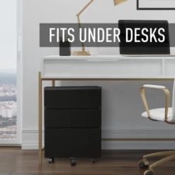 HOMCOM 3 Drawer Storage Cabinet, Mobile Desk Cabinet Under Desk With Wheels, Printer Stand For Home Office, Black 11 HOMCOM 3 Drawer Storage Cabinet, Mobile Desk Cabinet Under Desk With Wheels, Printer Stand For Home Office, Black -Homcom GUEST 40dd2b0e 8d21 44a5 b0af f9dc9076eb05