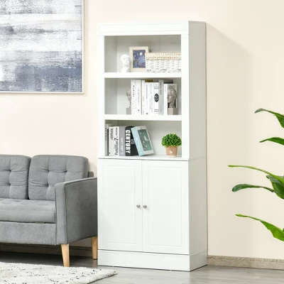 HOMCOM 72" Kitchen Buffet With Hutch, Kitchen Pantry Cupboard With 2 Door Cabinet, And 2 Adjustable Shelves, White 5 HOMCOM 72" Kitchen Buffet With Hutch, Kitchen Pantry Cupboard With 2 Door Cabinet, And 2 Adjustable Shelves, White - Image 5