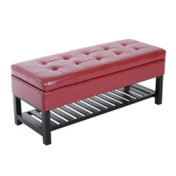 HomCom 44" Tufted Faux Leather Ottoman Storage Bench With Shoe Rack -Homcom GUEST 41e4b92d 5566 47f2 90b6 5d1ea9add26e