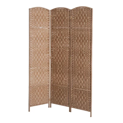 HOMCOM 6' Tall Wicker Weave 3 Panel Room Divider Privacy Screen - Natural 3 HOMCOM 6' Tall Wicker Weave 3 Panel Room Divider Privacy Screen - Natural - Image 3