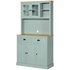 HOMCOM 71" Freestanding Pantry, Kitchen Buffet With Hutch, Modern Storage Cabinet With Drawers, Glass Doors, And Adjustable Shelves, Light Blue -Homcom GUEST 434084a9 cb5f 4683 9acd e62aeeeaf320