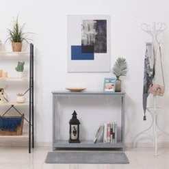 HOMCOM 2-Tier Console Table, Sofa Side Table With Storage Shelf, X Design For Entryway, Living Room, And Hallway -Homcom GUEST 438b3d07 641d 4abb b613 49244cdbead0