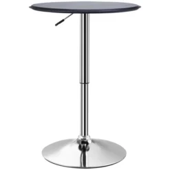 HOMCOM 25" Classic Round Adjustable Faux Leather Chrome Standing Bistro Table -Homcom GUEST 454becfd c526 474c a264 2d2a8b92dc28