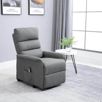 HOMCOM Power Lift Assist Recliner Chair For Elderly With Remote Control, Linen Fabric Upholstery Gray 1 HOMCOM Power Lift Assist Recliner Chair For Elderly With Remote Control, Linen Fabric Upholstery Gray