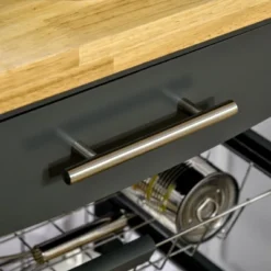 HOMCOM 3-Tier Utility Kitchen Cart With Handle Bar, Steel Basket Rolling Cart, Food Storage Service Trolley With Drawer, Rubber Wood Top 11 HOMCOM 3-Tier Utility Kitchen Cart With Handle Bar, Steel Basket Rolling Cart, Food Storage Service Trolley With Drawer, Rubber Wood Top -Homcom GUEST 482323e6 49b2 4f1d ae68 91f0325f8d67