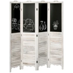 HOMCOM 4-Panel Folding Room Divider With Blackboard, 5.5 Ft Tall Freestanding Privacy Screen Panels For Bedroom Or Office, White 7 HOMCOM 4-Panel Folding Room Divider With Blackboard, 5.5 Ft Tall Freestanding Privacy Screen Panels For Bedroom Or Office, White -Homcom GUEST 4ad6027d de5b 487a 8619 eaf934d0fa62