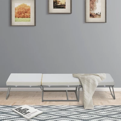 HOMCOM 2-in-1 Foldable Ottoman, Convertible Guest Sleeper Bed With Thick Padded Foam And Storage Box For Small Room, Living Room, Gray 2 HOMCOM 2-in-1 Foldable Ottoman, Convertible Guest Sleeper Bed With Thick Padded Foam And Storage Box For Small Room, Living Room, Gray - Image 2