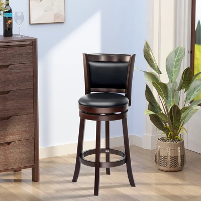 HOMCOM Classic Bar Stool Swivel Barstool With PU Leather Upholstered Mid-Back And Footrest, 30.25 Inch Seat Height, Black 1 HOMCOM Classic Bar Stool Swivel Barstool With PU Leather Upholstered Mid-Back And Footrest, 30.25 Inch Seat Height, Black