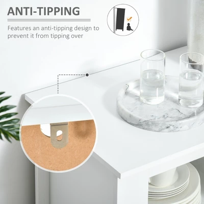 HOMCOM Modern Sideboard, Serving Buffet Cabinet, Cupboard With Glass Doors, Drawers And Adjustable Shelves For Living Room, White 5 HOMCOM Modern Sideboard, Serving Buffet Cabinet, Cupboard With Glass Doors, Drawers And Adjustable Shelves For Living Room, White - Image 5