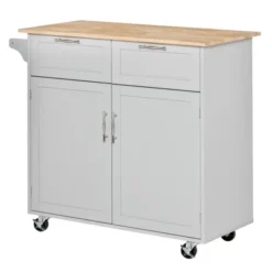 HOMCOM 41" Modern Rolling Kitchen Island On Wheels, Utility Cart Storage Trolley With Rubberwood Top & Drawers 9 HOMCOM 41" Modern Rolling Kitchen Island On Wheels, Utility Cart Storage Trolley With Rubberwood Top & Drawers -Homcom GUEST 4cd6f722 53e2 462d ab3d 9217831c5709