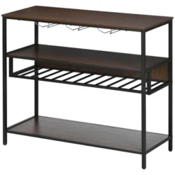 HOMCOM Industrial Wine Rack With 11-Bottles Holder, Free Standing Wine Shelf With Glass Holders For Home Bar, Kitchen, Dark Brown 7 HOMCOM Industrial Wine Rack With 11-Bottles Holder, Free Standing Wine Shelf With Glass Holders For Home Bar, Kitchen, Dark Brown -Homcom GUEST 4d06f758 471f 4e22 bbc8 63eb692d5b68